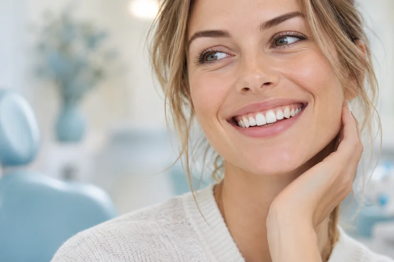 Primer plano ilustrativo de una sonrisa natural con encía superior visible.